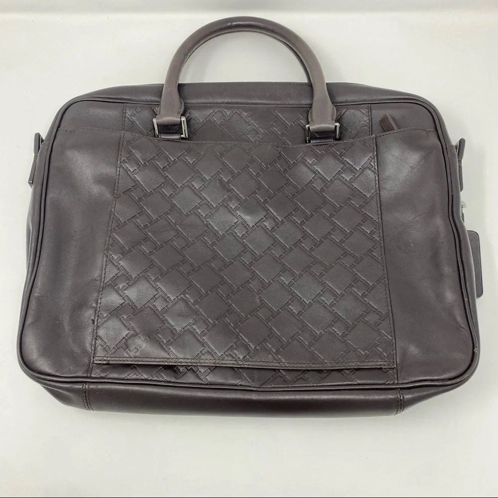 Tumi Ticon Brown Leather Brief Top Zip Bag Case